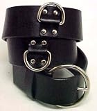 Black Leather Fetish Metal D Ring Belt Punk