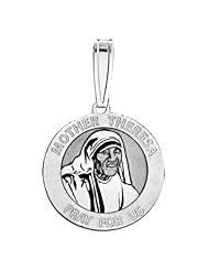 Mother Theresa Medal - Available in Solid 14K Yellow Gold, White Gold, and Sterling Silver