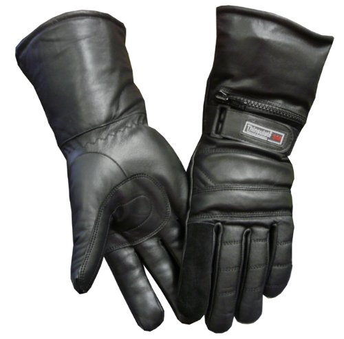 Mens Lined Leather Winter Gauntlet Glove with Rain Cover - Leatherbull (Free U.S. Shipping)