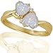 10k Yellow Gold Created Opal and Diamond Heart Ring (.02 cttw, I-J Color, I1 Clarity)