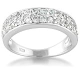 Chuvora 925 Sterling Silver Cubic Zirconia CZ 2 Rows Eternity Band Ring for Women size 6