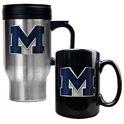 Michigan Wolverines NCAA Stainless Travel Mug And Ceramic Mug Set by Great American Products