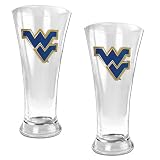 West Virginia Mountaineers 2pc 19oz Pilsner Glass Set NCAA College Athletics