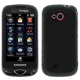 GTMax Durable Hard Rubber Snap On Crystal Cover Case - Black for Verizon Samsung Reality SCH-U820 CDMA Cell Phone