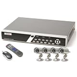 Q-See 4 Channel H.264 Pentaplex Network DVR with CIF Realtime Recording on Each Channel + 250 GB Hard Drive and 4 Color CCD Night Vision Camera Kits