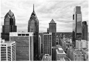 Philly Skyline Art Poster Print by Erin Clark, 19x13
