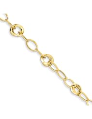 14k Oval And Double Circle Link Bracelet