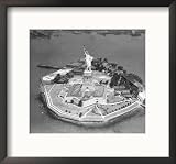 This Aerial View Shows the Statue of Liberty on Liberty Island Framed Photographic Poster Print, 18x17