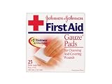 Johnson and Johnson First Aid Gauze Pads, Large, 25-Count Packages (Pack of 2)