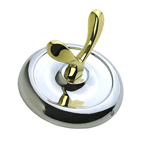 LASCO  35-5253 Luna Series Double Robe Hook, Concealed Screws, All Metal Construction, Chrome/Polished Brass Finish
