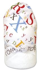 Trend Lab 30055 Blooming Bouquet Hooded Towel- White Terry With Dr. Seuss Abc Scatterprint Percale Hood-Trim- 32 Inch X 30 Inch