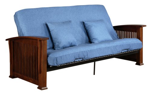 Serta Pinehurst Manchester Full Futon Set with Pillows, Espresso/Denim