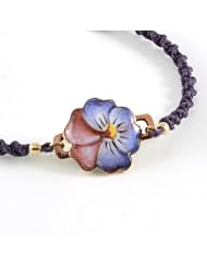 Gabriella Rivalta cord bracelet with enamelled copper violet Gabriella Rivalta bracelet with purple cord adjustable width, gold 750 details gr. 0.7, enamelled copper violet