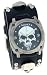 Nemesis # MSK926K Men's Wide Leather Round Skull Cuff Watch