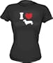 I Heart (LOVE) Weiner Dachshund Dog Logo Women's Tee Shirt Small-Yellow Babydoll (petite fit)