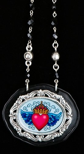Classic Hardware Large Oval Heart With Wings Necklace
