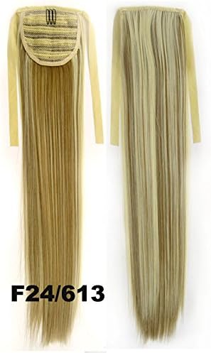 22inch 80g Clip In Pony Tail Hair Extension Wrap Around Ponytail Hair Extension Piece Light Brown color 24-613
