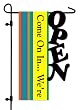 We're Open Sculpted Artistic Blend Garden Size Flag