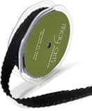 May Arts 5/8-Inch Wide Ribbon, Black Faux Suede with Ruffled Edge