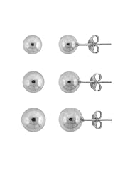 Sterling Silver 4mm, 5mm and 6mm Set of Three Ball Stud Post Earrings