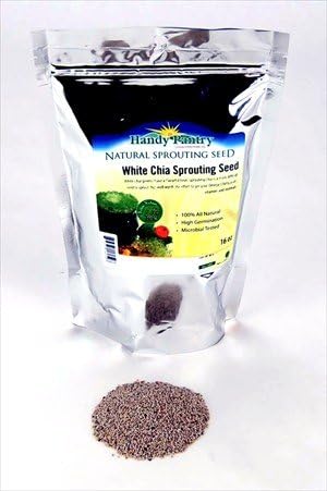 Organic White Chia Seeds- 1 Lbs- Sprouting Seeds for Growing Sprouts, Chia Pet Refills, Food Storage, Sprout Salad