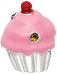925 Sterling Silver Pink Enamel Cupcake Bead, For Chamilia, Pandora, Biagi, Personality, Reflections And More Charm Bracelets
