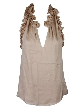 Designer Clothes Sale : Graham & Spencer Womens Sleeveless Silk Ruffled Racerback Top Price