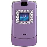 PCMICROSTORE Brand Motorola Razr V3 V3c V3m Rubberized Purple Diamond Crystal Case Cover