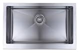 32 Inch Stainless Steel Flat Front Farm Apron Single Bowl Kitchen Sink 15mm Radius Design - 16 Gauge