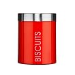 Round Biscuit Tin Red Enamel
