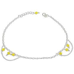 Valentines Gift for Her Anklets Pair Sterling Silver Jewelry 10.5 inches (ganklt018)