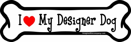 Imagine This I love My Designer Dog Bone Car Magnet, 2-Inch by 7-Inch