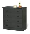 Casual 4 Drawer Chest In Black Finish By Prepac Furniture