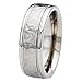 8mm Titanium Band Hammered Grooved Shiny Edge Men Wedding Band Size 8-14 Full and Half Size SPJ