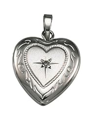 Heart Locket with Diamond Accent in Sterling Silver