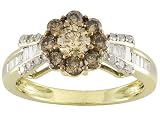 10KT 1.00CTW WHITE AND CHAMPAGNE DIAMOND RING