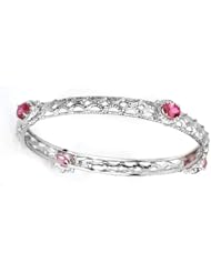Sterling Silver Ruby Colored Cz Bangle