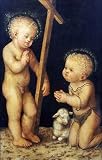 The Christ Child Blessing The Infant Saint John The Baptist by Lucas Cranach. Size 6.38 X 10.00 Art Poster Print