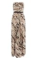 Limited Edition Neutral Feather Print Long Dress