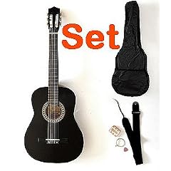 Akustik Gitarre schwarz im "Western Style" mit Zubeh�r