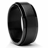 8MM Black Stainless Steel Spinner Ring Size 10