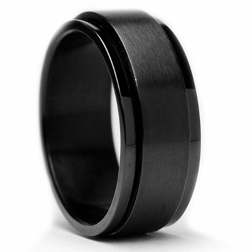 8MM Black Stainless Steel Spinner Ring