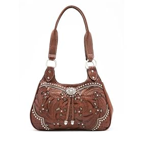 American West Lady Lace (Turquoise) Collection 3 Compartment Zip Top Scoop Tote Leather