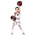 DREAMOWL Girls Cheerleader Uniform Outfit Costume Fun Varsity Brand Youth Red White Match Pom poms (8-10)