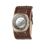Fossil BG1094 Men's Gold Animated Dial Brown Leather Cuff Watch