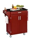 Kitchen Cart with Granite Top - Red/ Black (Small)