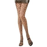 Paper Print Leopard Tights (Tan;One Size)