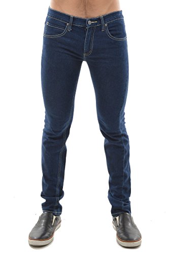 Krralinlin Men's Slim Fit Casual Low Rise Tight Blue Skinny Denim Jeans Pants