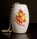 Asian Sun Dragon Porcelain Fan / Light Pull