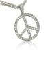 Large Crystal Ice Bling Peace Silver Pendant Necklace Fashion Jewelry